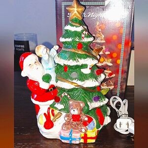 Vintage light up Santa & Christmas tree